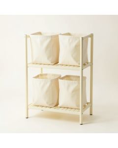 Linden Dell Laundry Sorting Station With Plain Removable Bags - Cream (synthetic illustration; no displayed measurements)
