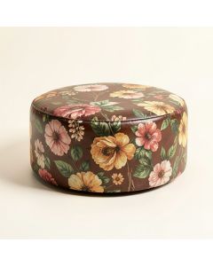 Finchley 20 '' Wide Round Floral Pouf Ottoman (synthetic illustration; no displayed measurements)
