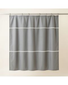 Harbor Crossing Shower Curtain Hanging Flat From A Plain Rod - Gray (synthetic illustration; no displayed measurements)