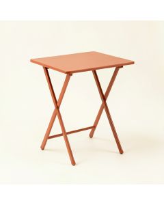 Wren Arc Compact Balcony Table - Terracotta (synthetic illustration; no displayed measurements)