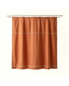 Spruce Crest Shower Curtain Hanging Flat From A Plain Rod - Terracotta (synthetic illustration; no displayed measurements)