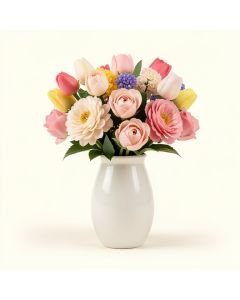 Real Touch Flower Tulips Centerpiece In Vase (synthetic illustration; no displayed measurements)