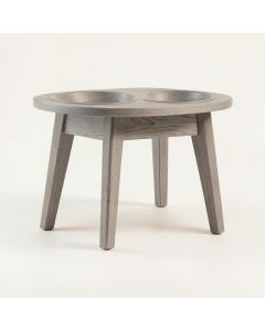 Clay Dell Pet Feeding Stand With Two Plain Empty Bowls - Gray (synthetic illustration; no displayed measurements)