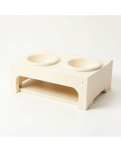 Moss Crest Pet Feeding Stand With Two Plain Empty Bowls - Cream (synthetic illustration; no displayed measurements)