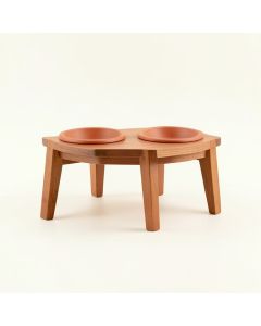 Lake Arc Pet Feeding Stand With Two Plain Empty Bowls (synthetic illustration; no displayed measurements)