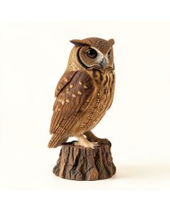 Tawny Owl On Stump Statue (synthetic illustration; no displayed measurements)