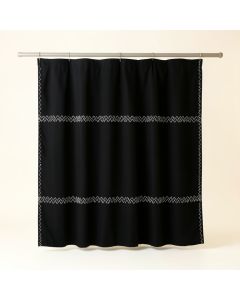 Reed Edge Shower Curtain Hanging Flat From A Plain Rod - Black (synthetic illustration; no displayed measurements)