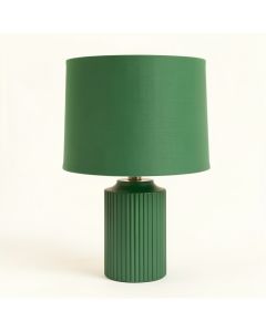 Cove Crest Table Lamp With A Plain Fabric Shade - Green (synthetic illustration; no displayed measurements)