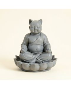 Carelton Feng Shui Zen Meditating Japanese Jizo Cat Monk On Lotus Throne Figurine (synthetic illustration; no displayed measurements)