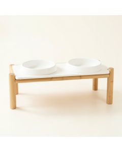 River Bluff Pet Feeding Stand With Two Plain Empty Bowls - White (synthetic illustration; no displayed measurements)