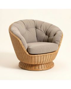 40 '' Wide Tufted Polyester Swivel Papasan Chair (synthetic illustration; no displayed measurements)