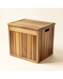 Storage Hamper Standard Solid Teak Deck Box (synthetic illustration; no displayed measurements)