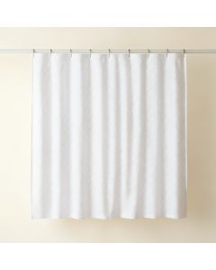 Willow Arc Shower Curtain Hanging Flat From A Plain Rod - White (synthetic illustration; no displayed measurements)
