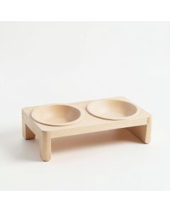 Juniper Crest Pet Feeding Stand With Two Plain Empty Bowls - Beige (synthetic illustration; no displayed measurements)
