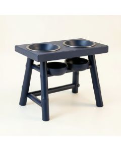 River Edge Pet Feeding Stand With Two Plain Empty Bowls - Navy (synthetic illustration; no displayed measurements)