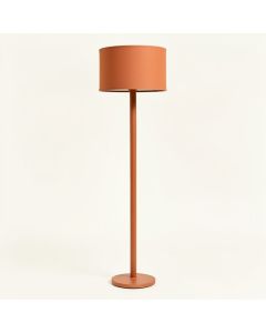 Flint Dale Floor Lamp With A Plain Fabric Shade - Terracotta (synthetic illustration; no displayed measurements)