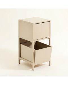 Willow Arc Freestanding Pull-Out Hamper Cabinet - Beige (synthetic illustration; no displayed measurements)