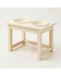 Flint Bluff Pet Feeding Stand With Two Plain Empty Bowls - Cream (synthetic illustration; no displayed measurements)