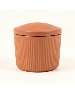 Moss Crest Storage Canister With Lid - Terracotta (synthetic illustration; no displayed measurements)