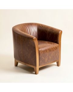 Kailey 29 '' Wide Top Grain Leather Barrel Chair (synthetic illustration; no displayed measurements)