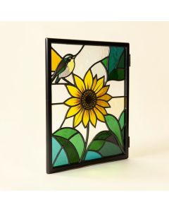 Chickadees And Sunflowers Window Panel (synthetic illustration; no displayed measurements)
