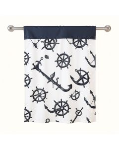Valencia Anchor Maritime Design Anchors And Ship Wheels On The White Background Print Graphic Print & Text Semi-Sheer Rod Pocket Curtain Panel (synthetic illustration; no displayed measurements)