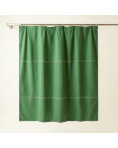 Elm Dale Shower Curtain Hanging Flat From A Plain Rod - Green (synthetic illustration; no displayed measurements)