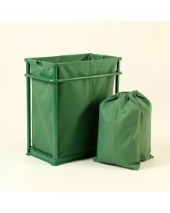 Dune Arc Laundry Sorting Station With Plain Removable Bags (synthetic illustration; no displayed measurements)