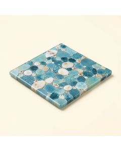Rhapsody 2 '' X 2 '' Glass And Seashell Mosaic Tile In Ocean Blue And Sea Shell (synthetic illustration; no displayed measurements)