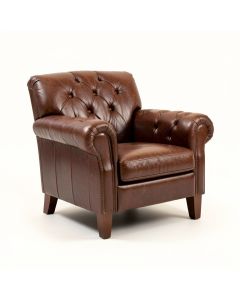 Eufaula 44 '' Wide Tufted Top Grain Leather Chesterfield Chair (synthetic illustration; no displayed measurements)