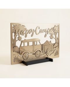 Happy Camper Script And Steel Laser Cut Wall Décor (synthetic illustration; no displayed measurements)