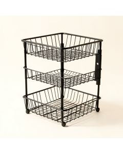 3-Tier Fruit Stand & Wall Mount Kitchen Storage Foldable Metal/Wire Basket (synthetic illustration; no displayed measurements)
