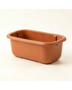 Lake Bridge Empty Railing Planter With Integral Brackets - Terracotta (synthetic illustration; no displayed measurements)