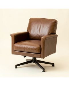 Nolan 24.8 '' Wide Genuine Leather Swivel Armchair (synthetic illustration; no displayed measurements)