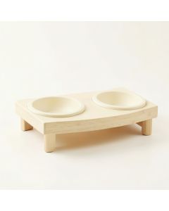 Dune Dell Pet Feeding Stand With Two Plain Empty Bowls - Cream (synthetic illustration; no displayed measurements)