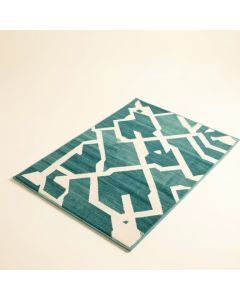 Geometric Teal/White Indoor/Outdoor Area Rug (synthetic illustration; no displayed measurements)