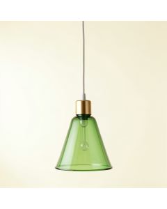 Spruce Arc Pendant Light Suspended From One Plain Cable - Green (synthetic illustration; no displayed measurements)