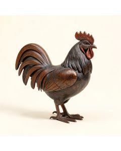 Cousar Metal/Wood Rooster Figurine (synthetic illustration; no displayed measurements)