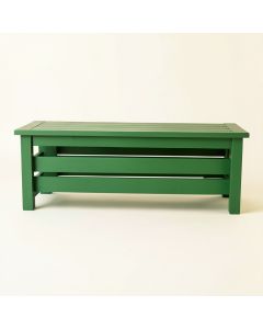 Rowan Arc Narrow Outdoor Storage Bench - Green (synthetic illustration; no displayed measurements)