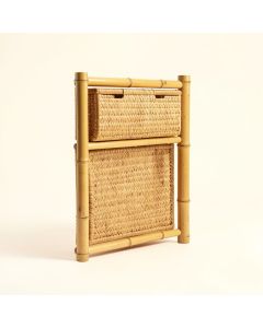 Bamboo Wall Storage Organizer With Wall Basket (synthetic illustration; no displayed measurements)