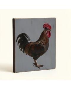 Farm Rooster Vintage Block Sign Wall Decor (synthetic illustration; no displayed measurements)