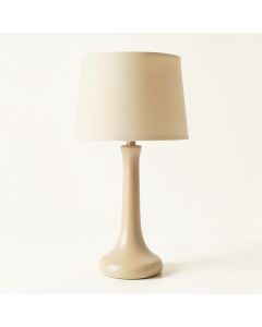 Wren Arc Table Lamp With A Plain Fabric Shade - Beige (synthetic illustration; no displayed measurements)