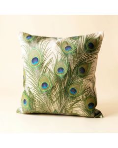 Cat Coquillette Peacock Feather Original Throw Pillow (synthetic illustration; no displayed measurements)