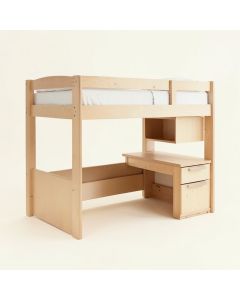 Bebble Twin Loft Bed With Desk And Shelves (synthetic illustration; no displayed measurements)