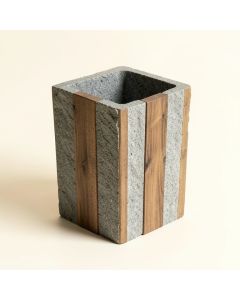 Stonington Concrete Stone/Wooden Wastebasket (synthetic illustration; no displayed measurements)
