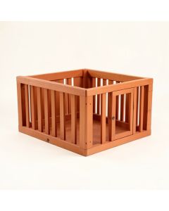 Slate Arc Empty Furniture-Style Pet Crate (synthetic illustration; no displayed measurements)