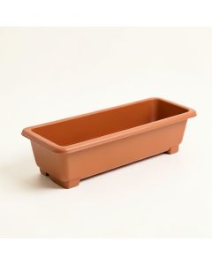 Cliff Dell Empty Railing Planter With Integral Brackets - Terracotta (synthetic illustration; no displayed measurements)