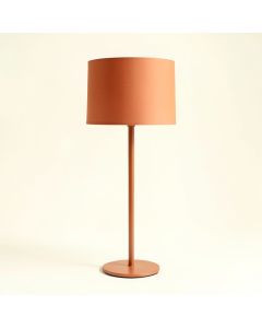 Clay Dell Floor Lamp With A Plain Fabric Shade - Terracotta (synthetic illustration; no displayed measurements)