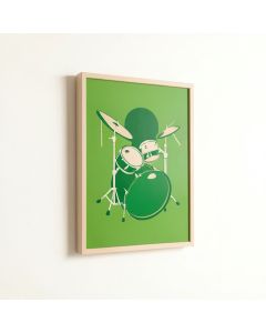 Green Drums Graphic Art On Plaque (synthetic illustration; no displayed measurements)