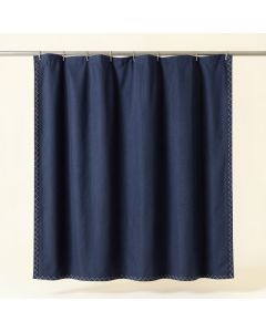 Moss Edge Shower Curtain Hanging Flat From A Plain Rod - Navy (synthetic illustration; no displayed measurements)
